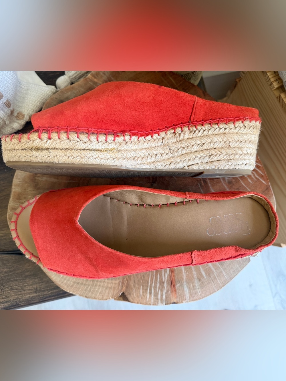 Franco Sarto Pine Espadrille Orange Suede Open-Toe Platform Slide - Picture 9 of 9